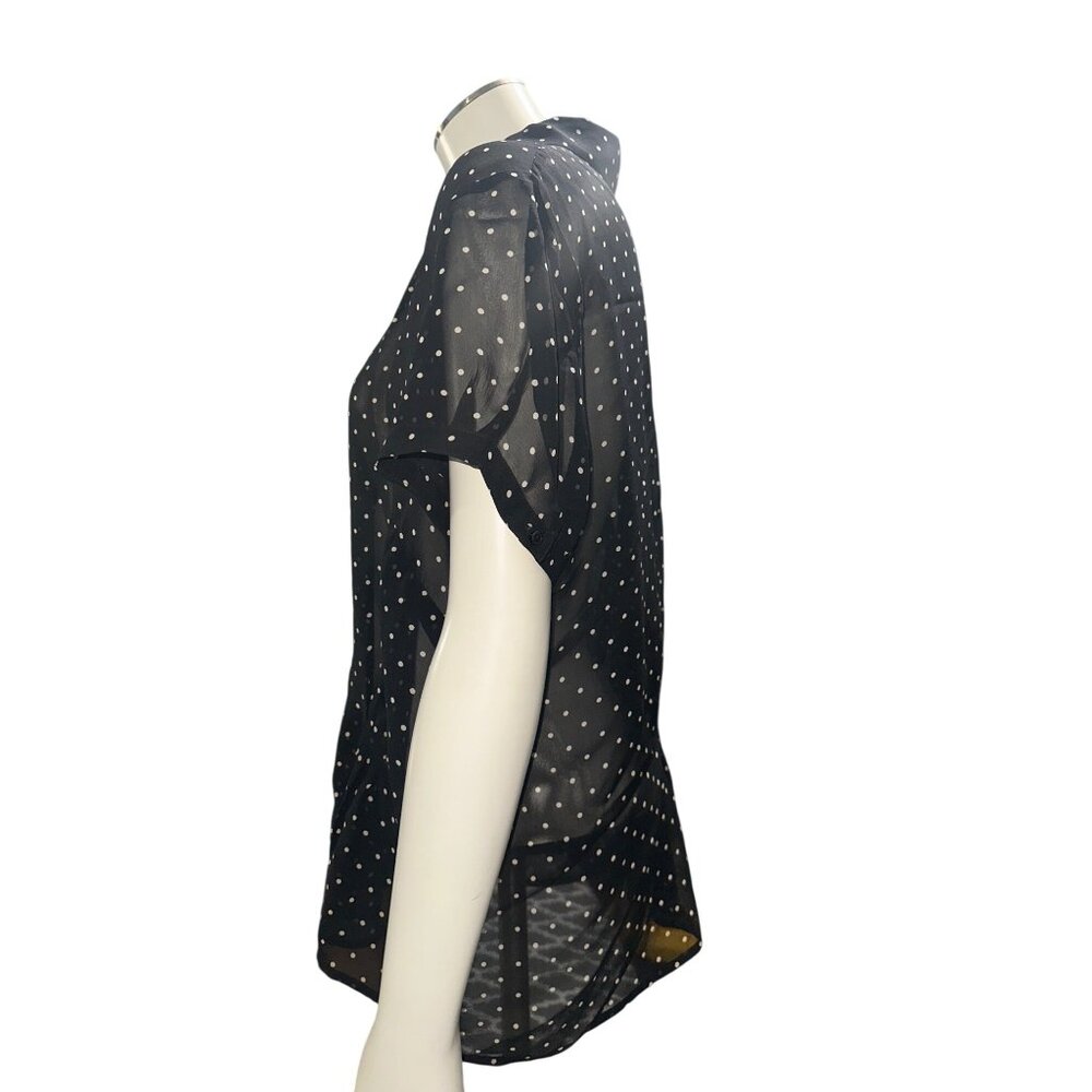The Limited Silk XL Black White Polka Dot Sheer Blouse Short Sleeve Sheercore - Picture 4 of 11